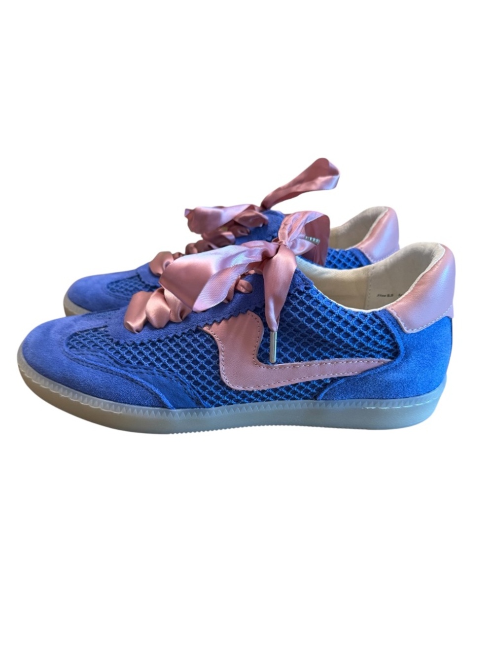 Dolce Vita Satin Ribbon Lace Sneakers NWOB Size 8.5 Blue Pink Retro Fashion